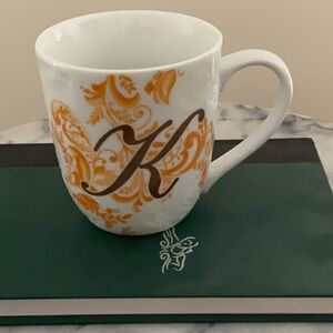 Pier 1 Imports Porcelain Mug, Letter K initial, 12 oz